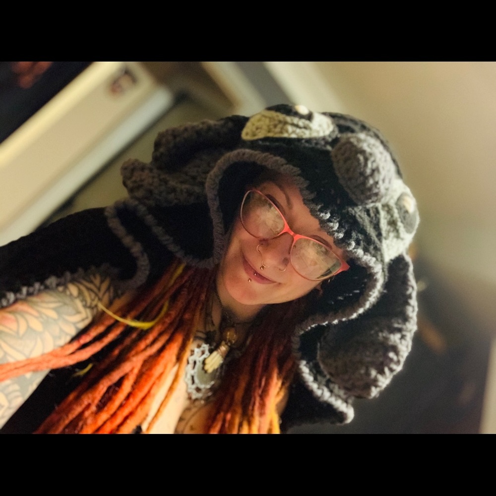 Handmade Crochet Blanket with Bunny Hood